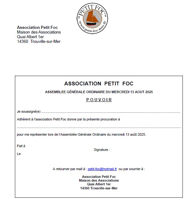 Pouvoir AG Petit Foc 2025