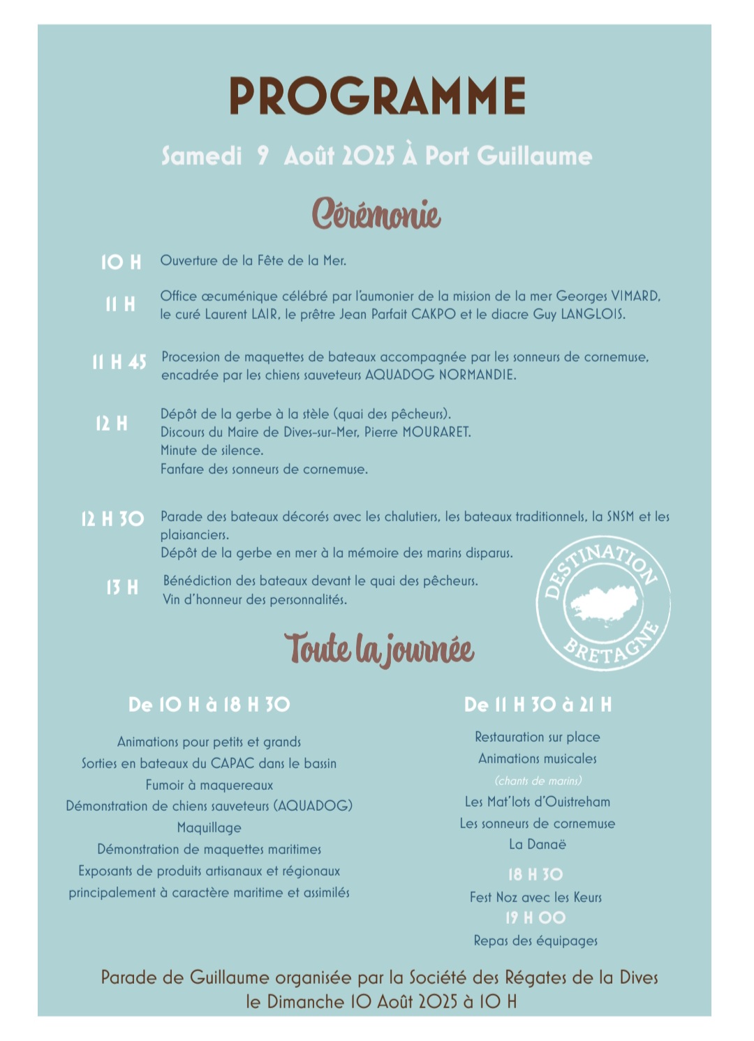 Programme Fête de la Mer à Dives